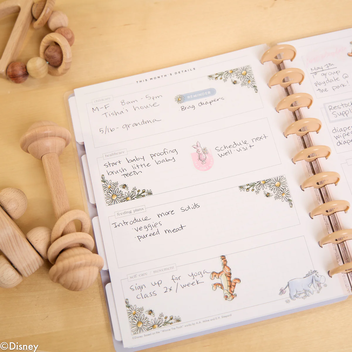 Undated Disney Winnie the Pooh Customizable Baby Planner -  Classic Baby's First Year Layout - 12 Months - Image 10